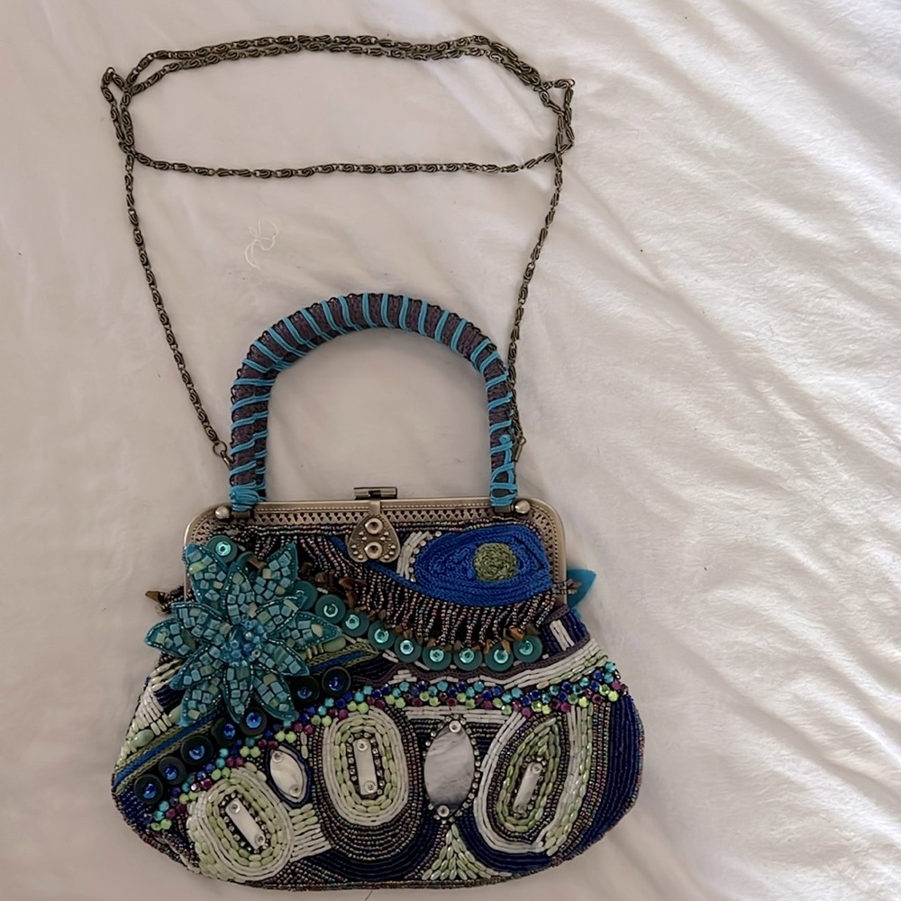Chico Beaded Bag with Handle and Chain Strap